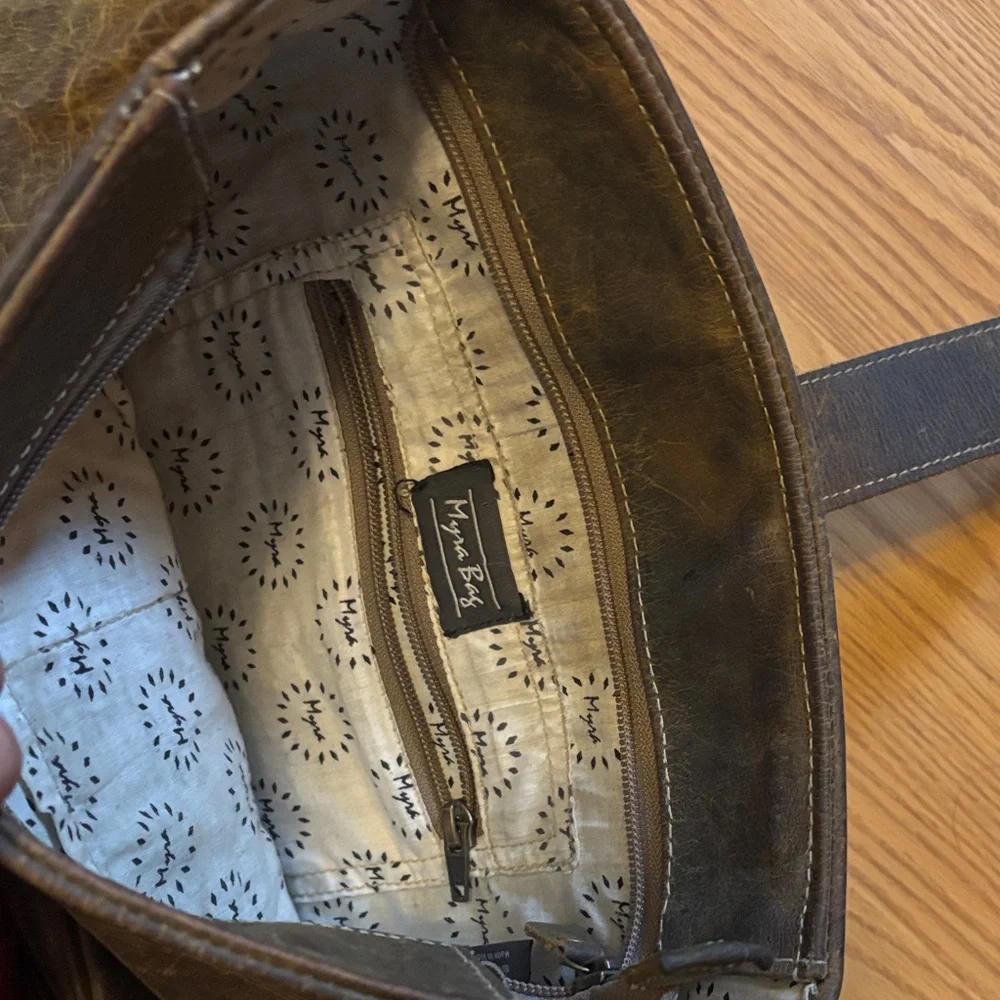 Myra Bag Dark Brown Leather Messenger Crossbody